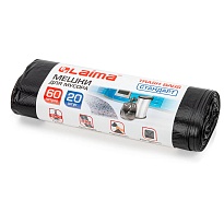 Мешки для мусора 60 л, черные, в рулоне 20 шт., ПНД, 10 мкм, 700х600 мм, LAIMA, 601381 в Иваново