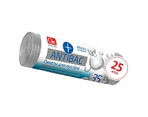 Мешки для мусора 35 л, серые, в рулоне 25 шт., ПНД, 9 мкм, 560х530 мм, GRIFON ANTIBAC, 101-128