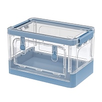 Ящик пластиковый складной прозрачный, дно синее, 360х235х230 мм, с колесиками в Иваново