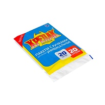 Мешки для мусора 20 л, с ручками, черные, в пачке 20 шт., ПНД, 10 мкм, 550х440 мм, Крепак, 4607075710085 в Иваново