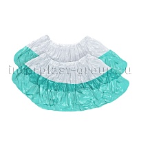 Бахилы бело-бирюзовые 1000 шт (500 пар), 48 мкм, двойная подошва, с одной резинкой, Эконом+ в Иваново