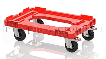Тележка пластиковая с отверстием 2 колеса с тормозом красная в Иваново