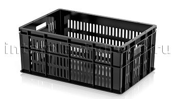 Ящик для молока, мяса, овощей и фруктов большая перфорация дно сплошное черный в Иваново