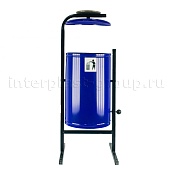 Урна уличная металлическая 21 л круглая с пепельницей синяя