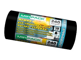 Мешки для мусора 240 л, ароматизированные, черные, в рулоне 10 шт., ПВД 70 мкм, 1300х930 мм, СТРОЙКА, S24010130 в Иваново