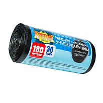 Мешки для мусора 180 л, с ушками, черные, в рулоне 30 шт., ПНД, 20 мкм, 1150х800 мм, Крепак, 4607075710399 в Иваново