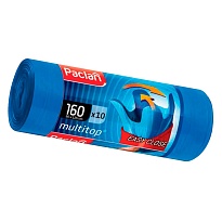 Мешки для мусора 160 л, с ушками, синие, в рулоне 10 шт., ПВД, 30 мкм, 1250х900 мм, PACLAN Multitop, 604064 в Иваново