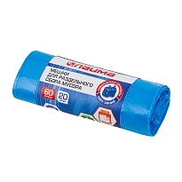 Мешки для мусора 60 л, синие, в рулоне 20 шт., ПНД, 10 мкм, 680х580 мм, LAIMA, 606703 в Иваново
