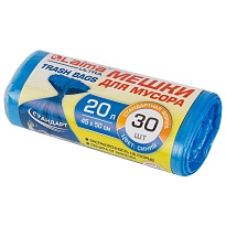 Мешки для мусора 20 л, синие, в рулоне 30 шт., ПНД, 8 мкм, 500х450 мм, LAIMA, 607682 в Иваново