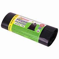 ММешки для мусора 60 л, черные, в рулоне 20 шт., ПНД, 8 мкм, 650х580 мм, Любаша, 608092 в Иваново