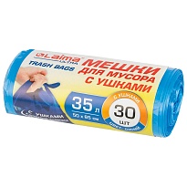Мешки для мусора 35 л, с ушками, синие, в рулоне 30 шт., ПНД, 11 мкм, 650х500 мм, LAIMA ULTRA, 607684 в Иваново