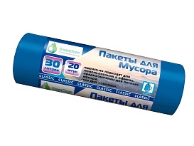 Мешки для мусора 30 л, синие, в рулоне 20 шт., ПНД, 7 мкм, 600х500 мм, MIRPACK Classik, 302041 в Иваново Мешки для мусора 30 л, синие, в рулоне 20 шт., ПНД, 7 мкм, 600х500 мм, MIRPACK Classik, 302041 в Иваново