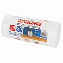 Мешки для мусора 35 л, белые, в рулоне 30 шт., ПНД, 6 мкм, 550х480 мм, LAIMA, 605538 в Иваново