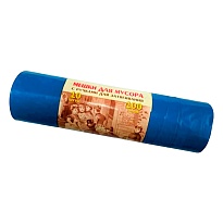 Мешки для мусора 100 л, с завязками, синие, в рулоне 10 шт., ПВД, 40 мкм, 840х670 мм, Концепция Быта Vitalux, 604933 в Иваново