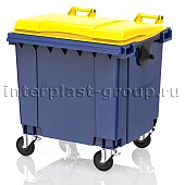 Контейнер для мусора 1100 л синий с желтой крышкой
